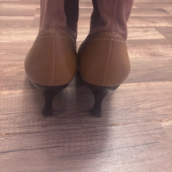 Franco Sarto Brown and Tan Heeled Boots - Picture 3 of 5
